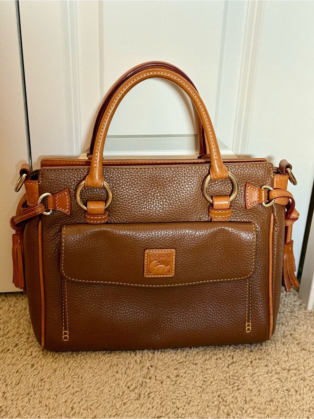 Dooney & Bourke Florentine Brown Pebbled Leather Satchel